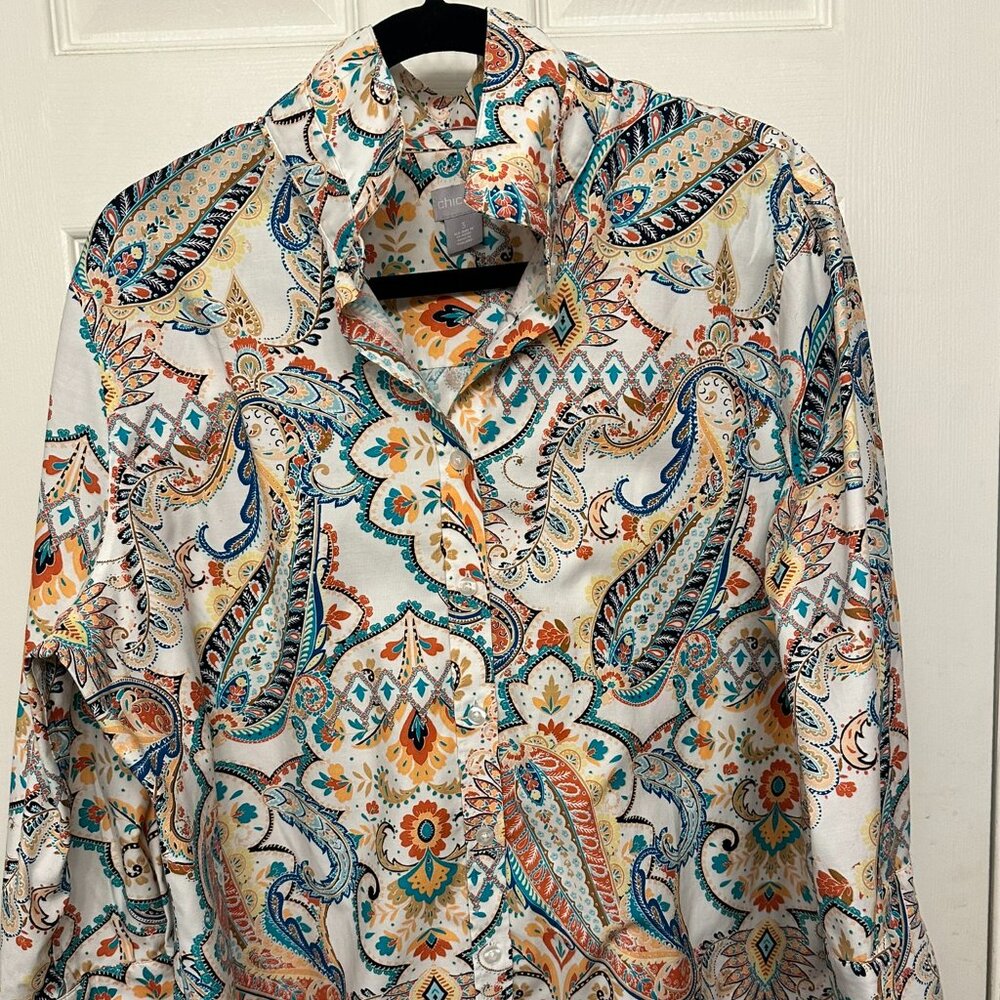 Chico Paisley Print No-Iron Shirt Size 3